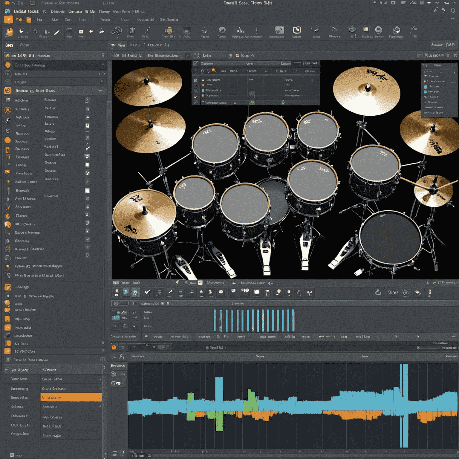 FL Studio project view showing a custom drum kit being used in a beat-making session, with various patterns and the playlist visible