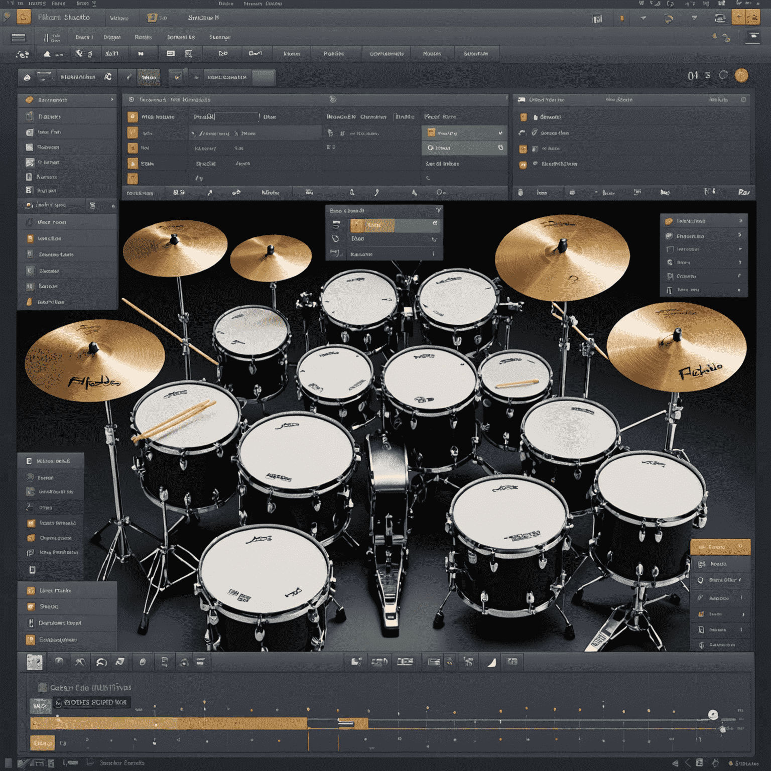 Screenshot of FL Studio's drum kit creation interface, showing various percussion samples and organization tools